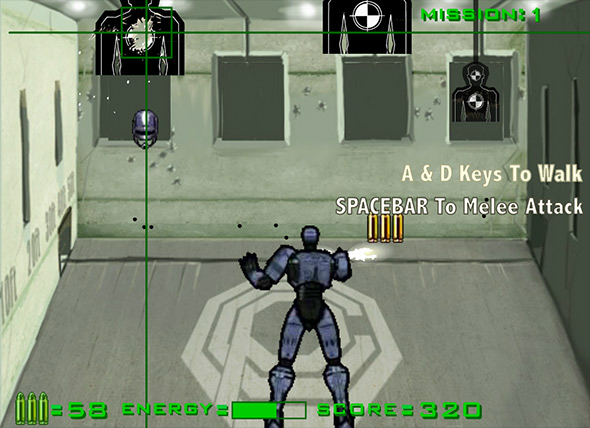 image of Robocop practice shooting